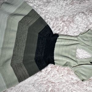 Striped Knit Dress in Green and Black